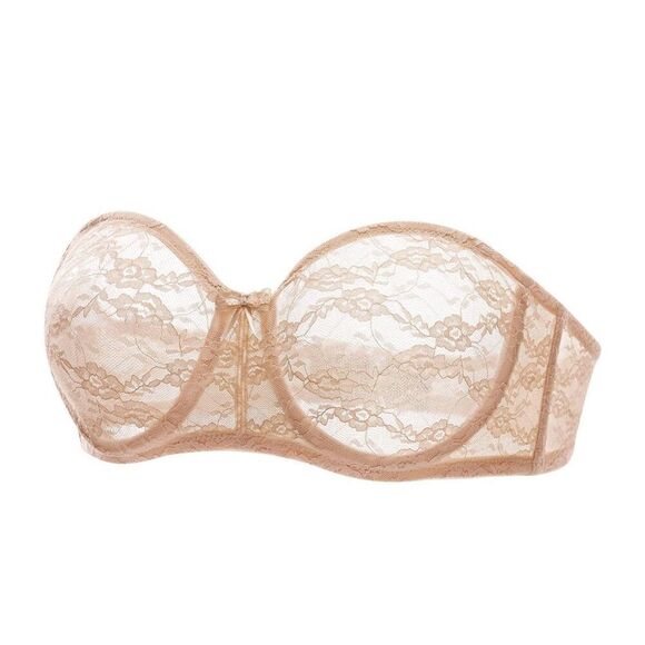 DOBREVA Women's No Padding Strapless Lace Bra - Picture 3 of 5